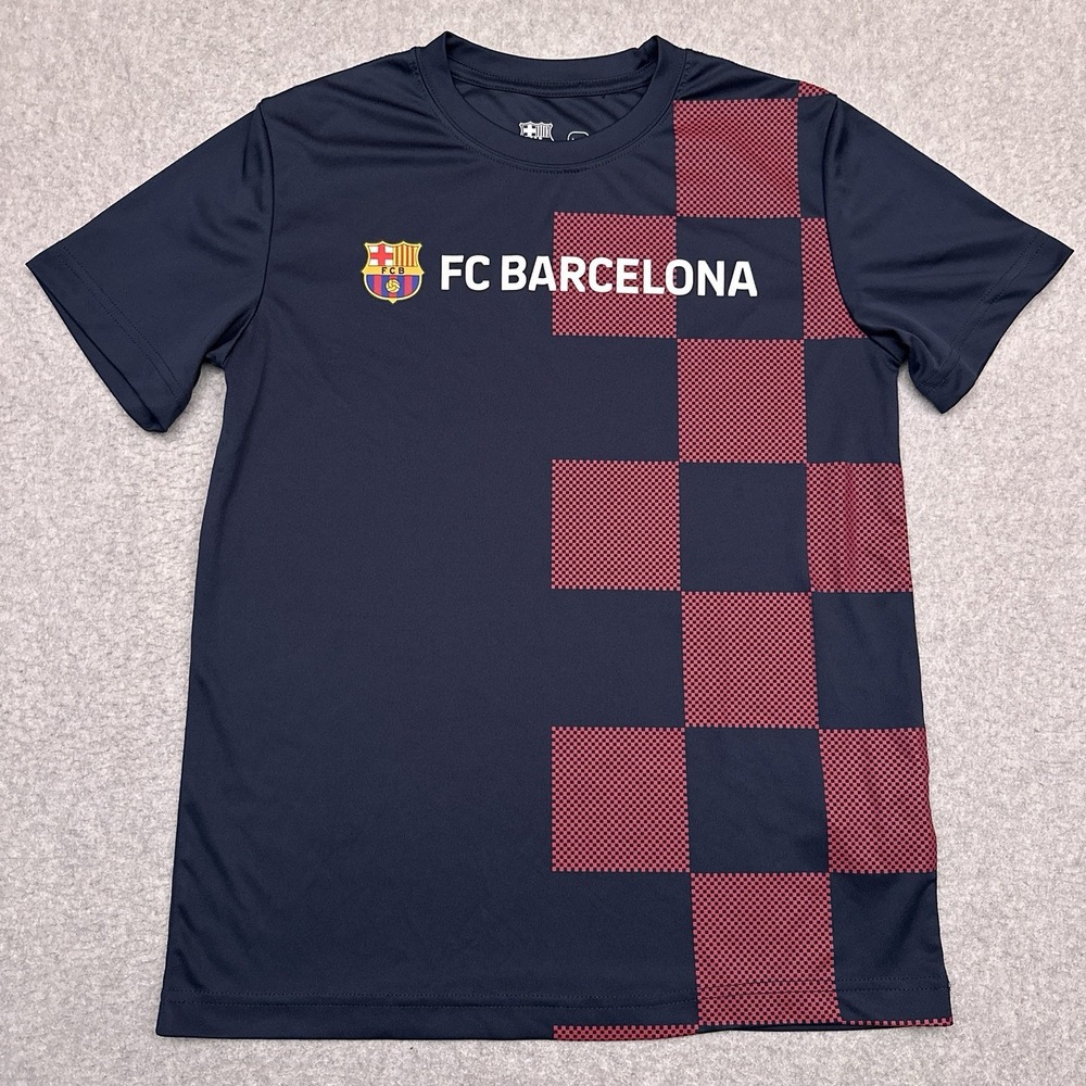 FC Barcelona Jersey Shirt‎ Youth Large Blue Crewneck Geometric FCB Soccer